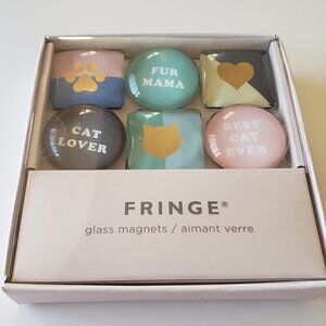 NWB - Set of 6 Glass Cat Sayings Magnets